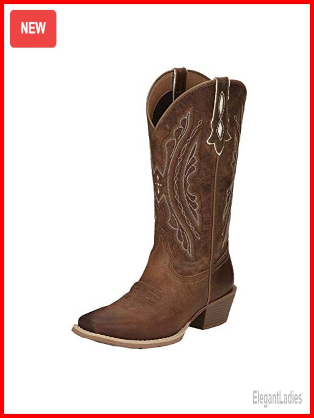 Justin Square Toe Cowhide Leather Western Boots Orthotic Insole